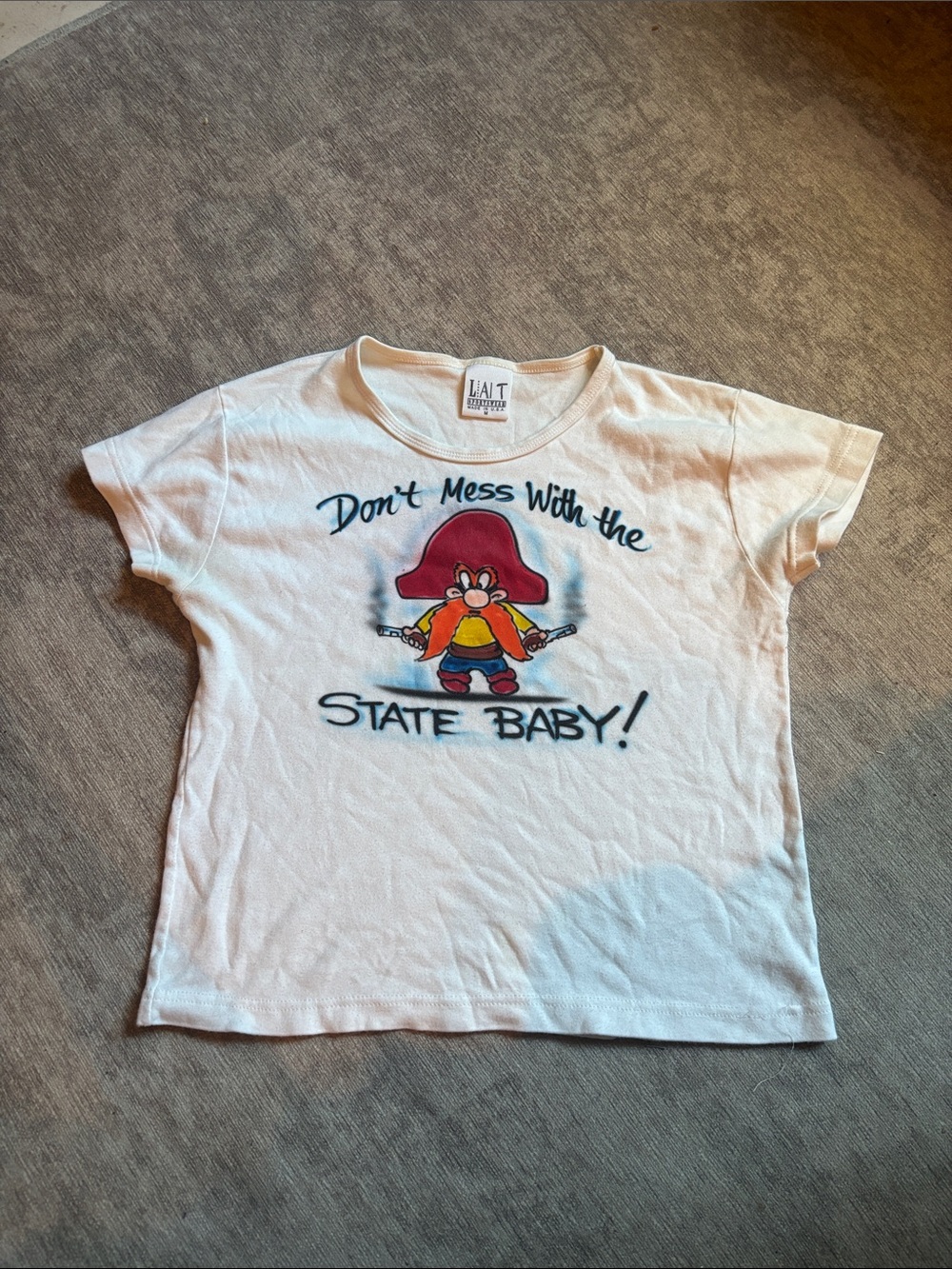Vintage Y2K Yosemite Sam Baby Tee M Looney Tunes Cartoon Cotton USA TShirt Spray